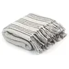 Image de vidaXL Couverture coton à rayures 125x150 cm Gris et Blanc245327