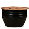 Image de vidaXL Table basse Bois de récupération massif Forme de baril Noir245255