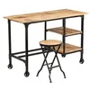 Image de Bureau avec tabouret pliant bois de manguier massif 115x50x76cm
