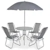 Image de vidaXL Ensemble à manger d'extérieur 6 pcs Acier et textilène Gris43785