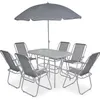 Image de vidaXL Ensemble à manger d'extérieur 8 pcs Acier et textilène Gris