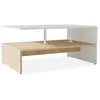 Image de vidaXL Table Basse En Bois Contreplaqué Chêne Blanc 90x59x42 Cm 2 Étagères Acier Inoxydable Moderne