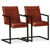 Image de vidaXL Chaises à manger lot de 2 marron cuir véritable245658