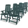 Image de vidaXL Chaises inclinables de jardin lot de 6 Plastique Vert