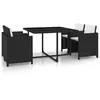 Image de vidaXL Salon de jardin encastrable 5 pcs et coussins Rotin Noir43898
