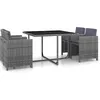 Image de vidaXL Ensemble à manger d'extérieur 5pcs coussins résine tressée gris43901