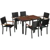 Image de vidaXL Vidaxl Mobilier D'extérieur 7 Pcs Résine Tressée Et Bois D'acacia Noir