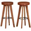 Image de vidaXL Chaises de bar lot de 2 cuir véritable et bois d'acacia solide246260