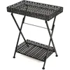 Image de Table Ã ThÃ© Pliante Style Vintage MÃ©tal 58 X 35 X 72 Cm Noir