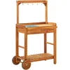 Image de vidaXL Vidaxl Chariot De Cuisine De Jardin Bois D'acacia 92x43,5x141,5 Cm