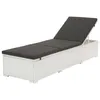 Image de vidaXL Chaise longue avec coussin Résine tressée Blanc43951
