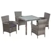 Image de vidaXL Ensemble à manger d'extérieur 5pcs coussins résine tressée gris44072