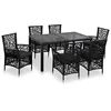 Image de vidaXL Mobilier à dîner d'extérieur 7 pcs Résine tressée Noir