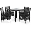 Image de vidaXL Ensemble à manger d'extérieur 5 pcs Résine tressée Noir44088