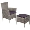 Image de vidaXL Chaise et tabouret d'extérieur et coussins Résine tressée Gris44092