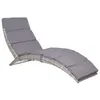 Image de vidaXL Chaise longue pliable avec coussin Résine tressée Gris