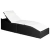 Image de vidaXL Chaise longue avec coussin Résine tressée Noir44134