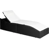 Image de vidaXL Chaise Longue Avec Coussin Résine Tressée Noir