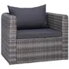 Image de vidaXL Chaise de jardin avec coussin et oreiller Résine tressée Gris44161