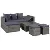 Image de vidaXL Salon de jardin 4 pcs avec coussins Résine tressée Gris43956