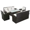 Image de vidaXL Salon de jardin 5 pcs avec coussins résine tressée marron43973