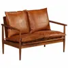 Image de vidaXL Canapé à 2 places Cuir véritable avec bois d'acacia Marron246482