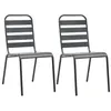 Image de vidaXL Chaises empilables de d'extérieur lot de 2 Acier Gris44257