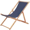 Image de Chaise Pliable De Plage Tissu Et Cadre En Bois Bleu