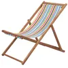 Image de vidaXL Chaise pliable de plage Tissu et cadre en bois Multicolore44002