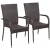 Image de vidaXL Chaises empilables d'extérieur lot de 2 Résine tressée Marron44237
