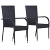 Image de vidaXL Chaises empilables d'extérieur lot de 2 Résine tressée Noir44238