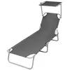 Image de vidaXL Chaise longue pliable avec auvent Acier Gris44291