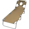 Image de vidaXL Vidaxl Chaise Longue Pliable Et Coussin De Tête Dossier Réglable Taupe