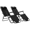 Image de vidaXL Chaises longues pliables 2 pcs avec repose-pied Acier Noir44343