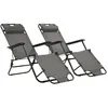 Image de Vidaxl Chaises Longues Pliables 2 Pcs Avec Repose-Pied Acier Gris