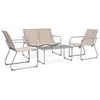 Image de vidaXL Salon de jardin 4 pcs Tissu et acier Crème44353