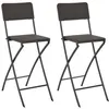 Image de vidaXL Chaise de bar pliable lot de 2 PEHD et acier Aspect de rotin
