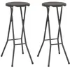 Image de vidaXL Tabouret de bar pliable lot de 2 PEHD et acier Aspect rotin44559