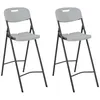 Image de vidaXL Chaises de bar pliables lot de 2 PEHD et acier Blanc