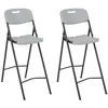Image de Chaises De Bar Pliables 2 Pcs Pehd Et Acier Blanc