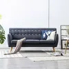 Image de vidaXL Canapé à 3 places Revêtement en tissu 172x70x82 cm Gris foncé