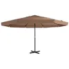 Image de vidaXL Parasol d'extérieur avec poteau en aluminium 500 cm Taupe