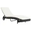 Image de vidaXL Chaise longue avec roues et coussin Résine tressée Noir44454