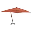 Image de vidaXL Parasol en porte-à-faux avec mât en bois 400x300 cm Terre cuite