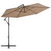 Image de vidaXL Parasol de jardin en porte-à-faux et poteau en aluminium taupe44510