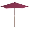 Image de vidaXL Parasol avec mât en bois 270 cm Bordeaux