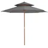 Image de vidaXL Parasol double avec mât en bois 270 cm Anthracite