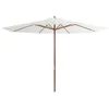 Image de vidaXL Parasol d'extérieur avec mât en bois 350 cm Blanc sable44527