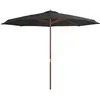 Image de vidaXL Vidaxl Parasol Avec Mât En Bois 350 Cm Anthracite