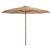 Image de vidaXL Parasol d'extérieur avec mât en bois 350 cm Taupe44530